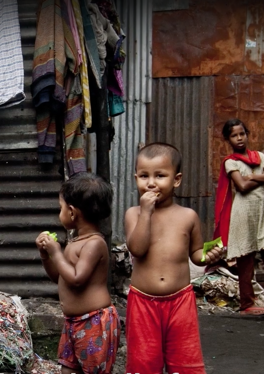 Children standing on street in Bangladesh